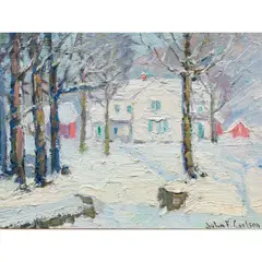 Untitled (After the Snow) by John F. Carlson, oil on board, sold Mar 2026