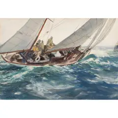 Heeling Sailboat by John Whorf, 1922, watercolor, sold Mar 2026