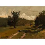 Untitled (Afternoon Shadows) by William Keith, oil on canvas board, sold Mar 2026