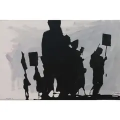 Protest by Arnold Mesches, 1966, oil on canvas, sold Mar 2026
