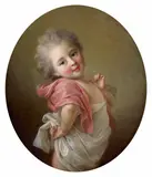 La jeune espiègle by François-Hubert Drouais, Huile sur toile, de forme ovale, sold Sep 2025