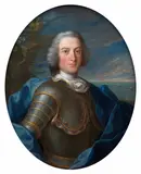 Portrait de Monsieur du Rosel by Thomas Restout, Huile sur toile (Toile d’origine), de forme ovale, sold Sep 2025