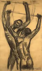Danse africaine by Jean Dunand, circa 1930, Fusain et estompe sur papier contrecollé sur carton, sold Nov 2025