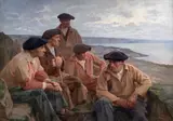 Devant la grande mer » ; Le repos des bergers by Henri Royer, Huile sur toile (Toile d’origine), sold Nov 2025