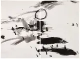 Sans titre by T'ang Haywen, circa 1972, Encre sur papier (diptyque), sold Apr 2024
