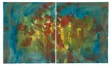 Sans titre by T'ang Haywen, circa 1985, Aquarelle sur papier (diptyque), sold Apr 2024