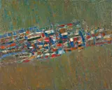 Composition by Jacques Germain, 1967, Huile sur toile, sold Apr 2024