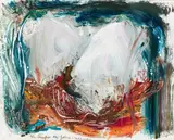 Les taupes au perce-neiges by Jean Messagier, circa 1998, Acrylique sur toile, sold Apr 2024