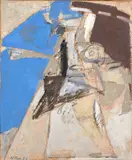Etude bleue by Albert Bitran, 1971, Technique mixte sur papier contrecollé sur toile, sold Apr 2024