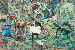 Soieries, jade et porcelaines by François Arnal, 1985, Acrylique sur toile, sold Apr 2024