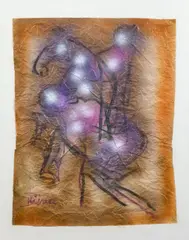 Cavalier Tang by Ladislas Kijno, Technique mixte sur papier froissé, sold Apr 2024