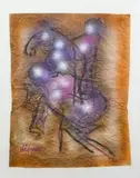 Cavalier Tang by Ladislas Kijno, Technique mixte sur papier froissé, sold Apr 2024