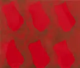012pp2009 by Claude Viallat, 2009, Acrylique sur papier rouge, sold Apr 2024