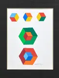 Hexagones by Victor Vasarely, 1980, Acrylique et collage sur papier, sold Apr 2024