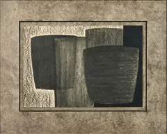 Mycenae by John Milne, 1965, Fusain sur papier, sold Apr 2024