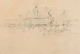 Sector-constructie / Sector-construction by Constant Nieuwenhuys, 1961, Encre sur papier, sold Apr 2024