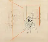 Figuren in een ruimte / Figures in a space by Constant Nieuwenhuys, 1966, Pastel et crayon sur papier, sold Apr 2024