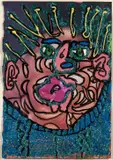 Gros bisou sérieux by Robert Combas, 1997, Technique mixte sur papier imprimé, sold Apr 2024
