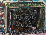 Bonjour les dinosaures, Pierre Sabbagh by Robert Combas, circa 1982, Acrylique sur impression marouflée sur toile, sold Apr 2024