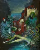 Carnet noir by Ljubomir Popović, 1999, Huile sur panneau, sold Apr 2024