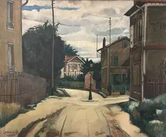 Vue de rue au lampadaire by Nathan Grusweigh, Huile sur toile, sold Feb 2024