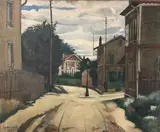 Vue de rue au lampadaire by Nathan Grusweigh, Huile sur toile, sold Feb 2024