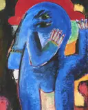 Personnage en bleu by Horst Antes, Gouache,, sold Feb 2024