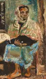 Femme assise by Celso Lagar Arroyo, Huile sur panneau d' Isorel, signé en bas à droite (porte une signature non déchiffrable), sold Feb 2024