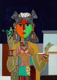 Untitled by K. Laxma Goud, Acrylic and marker on glass, sold Feb 2016