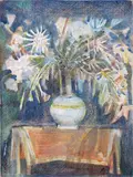 Still Life with Flower Vase by Ganesh Pyne, Watercolour, pen and ink on paper, sold Mar 2015