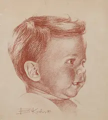 Untitled by Bikash Bhattacharjee, Conte on paper, sold Mar 2015