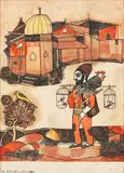 Fowl Seller by Badri Narayan, Watercolour, pen and ink on paper, sold Mar 2015