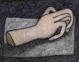 Hand by Jogen Chowdhury, Pen, ink, watercolour and pastel on paper, sold Mar 2015