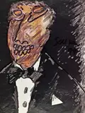 Untitled by F. N. Souza, Chemical alterations and ink on magazine paper, sold Mar 2015