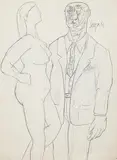 Untitled by F. N. Souza, Pencil on paper, sold Mar 2015