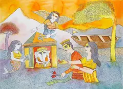 Untitled by Badri Narayan, Watercolour and ink on paper, sold Mar 2015