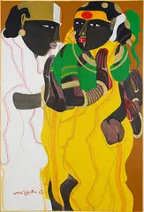Untitled by Thota Vaikuntam, Acrylic on paper pasted on board, sold Mar 2015