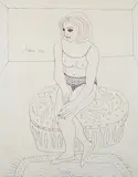 Untitled by F. N. Souza, Ink on paper pasted on paper, sold Mar 2015
