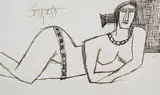 Untitled by F. N. Souza, Ink on paper, sold Jun 2015