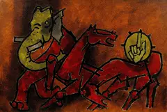Untitled by M. F. Husain, Acrylic on canvas, sold Jun 2015