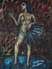 Fan Dancer by F. N. Souza, Oil on canvas, sold Jun 2015