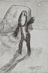 Untitled by F. N. Souza, Pen and ink on tracing paper pasted on paper, sold Jun 2015