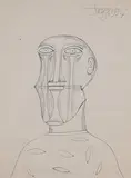 Untitled by F. N. Souza, Ink on paper, sold Jun 2015