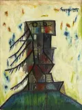 Pagoda Head by F. N. Souza, Oil on board, sold Jun 2015