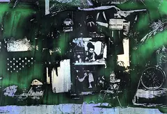 A Stitch in Time by Justin Ponmany, Acrylic and hologram on canvas, sold Jun 2015
