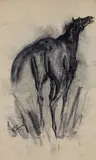 Untitled (Horse) by Sunil Das, Charcoal on paper pasted on tracing paper, sold Jun 2015