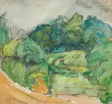 Chemin, clairière et arbres by Louis Valtat, circa 1906, Aquarelle et fusain sur papier, sold Apr 2024