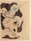 Etude de fleurs bleues et rouges by Raoul Dufy, Gouache sur papier, sold Apr 2024