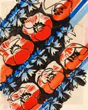 Coquelicots et bleuets sur fond noir by Raoul Dufy, Gouache sur papier, sold Apr 2024
