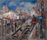 Gare de Montfort l'Amaury by Gen Paul, circa 1921-1922, Huile sur carton, sold Apr 2024